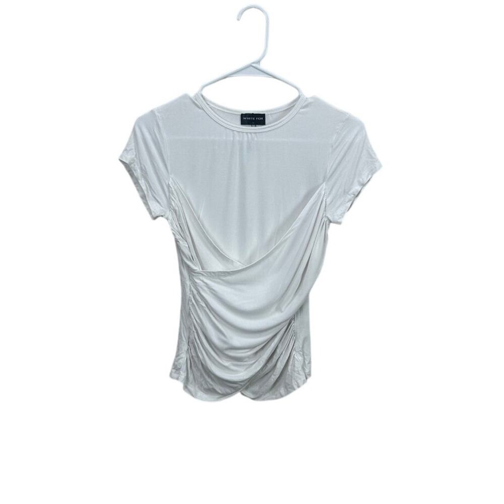 White fox Wrap Ruched White Tee size S